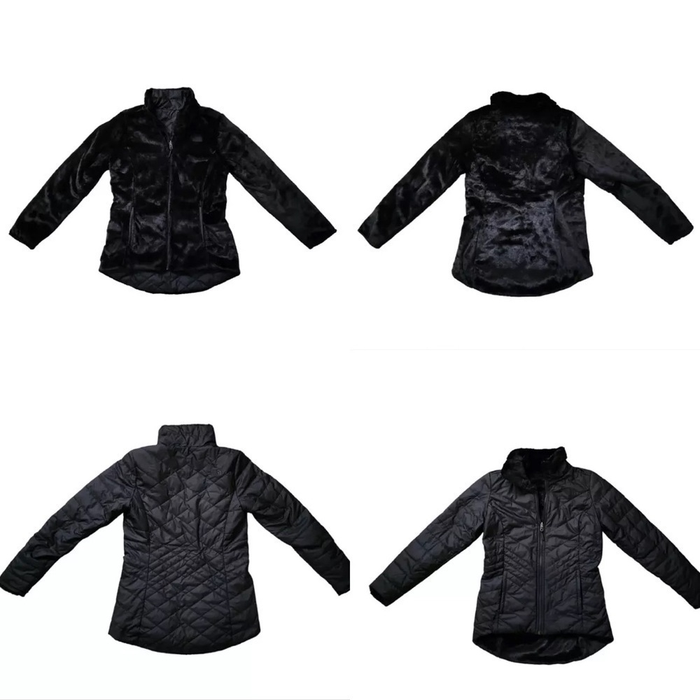 The North Face Reversible Mossbud Insulated Jacket Full Zip Faux Fur Down Black. - Picture 6 of 15